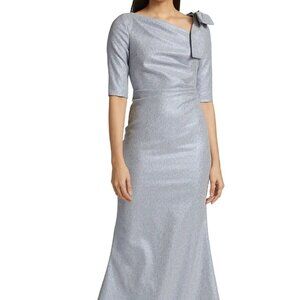 NWT Rickie Freeman for Teri Jon Metallic Shoulder Bow Gown